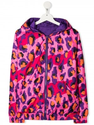 Куртка с леопардовым принтом и капюшоном Kenzo Kids. Цвет: розовый