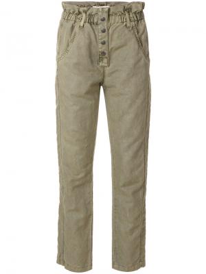 Укороченные джинсы Paperbag Current/Elliott. Цвет: зелёный