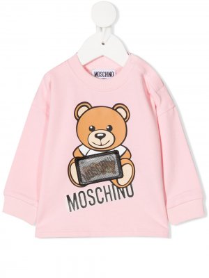 Толстовка с нашивкой-логотипом Moschino Kids. Цвет: розовый