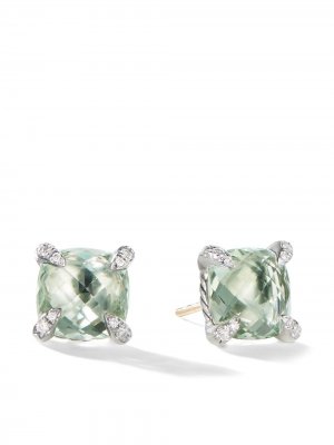 Серебряное кольцо Chatelaine с кварцем и бриллиантами David Yurman. Цвет: зеленый