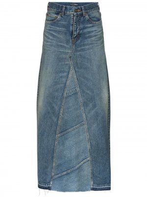 Джинсовая юбка макси с завышенной талией Saint Laurent. Цвет: синий