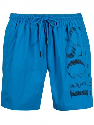 Плавки-шорты с логотипом Boss Hugo. Цвет: синий