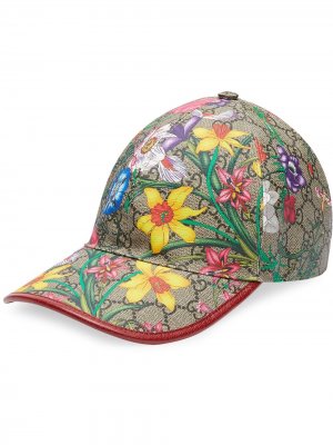 Бейсбольная кепка с принтом Flora и логотипом GG Gucci. Цвет: нейтральные цвета