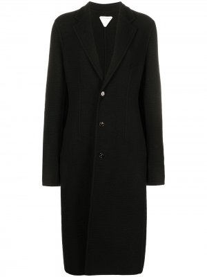 Однобортное пальто с заостренными лацканами Bottega Veneta. Цвет: черный
