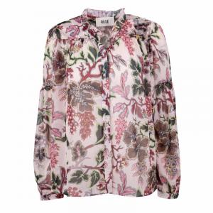 Женская струящаяся блуза с цветочным принтом темных тонов ROSE