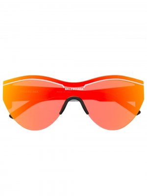 Светоотражающие солнцезащитные очки в круглой оправе Balenciaga Eyewear. Цвет: оранжевый