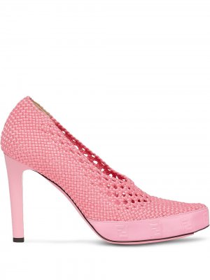 Плетеные туфли на каблуке Fendi. Цвет: розовый