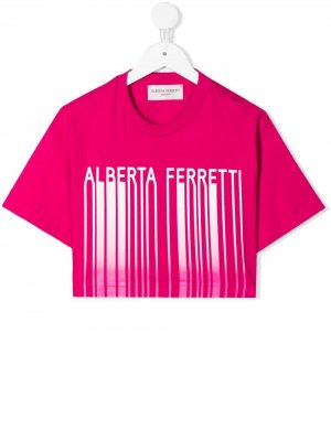 Футболка с логотипом Alberta Ferretti Kids. Цвет: розовый