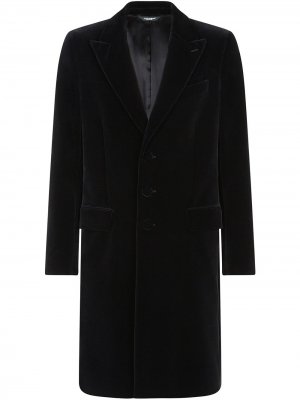Single-breasted velvet coat Dolce & Gabbana. Цвет: черный