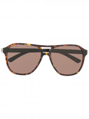 Солнцезащитные очки-авиаторы с затемненными линзами Bvlgari. Цвет: коричневый
