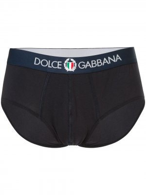 Трусы-брифы с логотипом Dolce & Gabbana. Цвет: синий