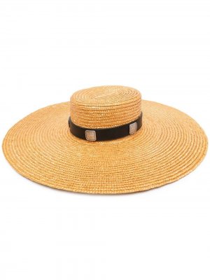 Соломенная шляпа с широкими полями Kate Cate. Цвет: нейтральные цвета