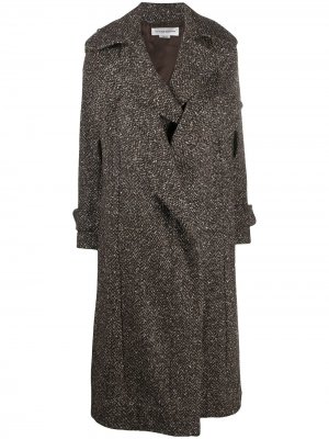 Пальто с поясом Victoria Beckham. Цвет: коричневый