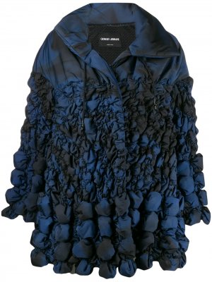 Фактурное пальто с принтом Giorgio Armani. Цвет: синий