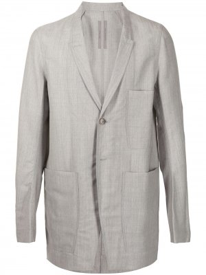 Однобортный пиджак Rick Owens. Цвет: серый