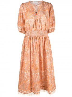 Платье миди Brighton с принтом пейсли Zimmermann. Цвет: оранжевый