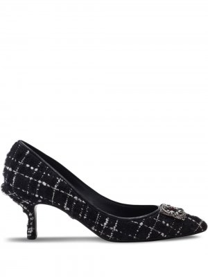 Твидовые туфли-лодочки с логотипом Dolce & Gabbana. Цвет: черный