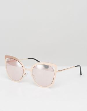 Солнцезащитные очки кошачий глаз в золотисто-розовой оправе ASOS. Цвет: золотой