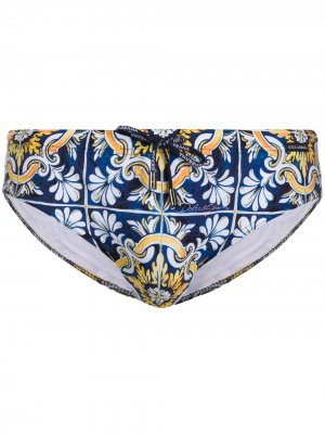 Плавки с графичным принтом Dolce & Gabbana. Цвет: синий