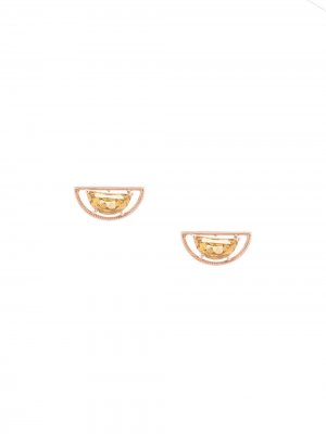 Серьги-гвоздики Mica из розового золота с кварцем Natalie Marie. Цвет: золотистый