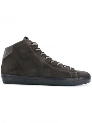 Lace-up hi-top sneakers Leather Crown. Цвет: серый