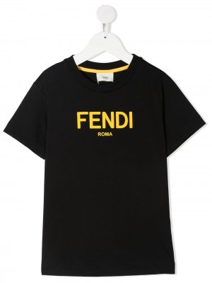 Футболка с логотипом Fendi Kids. Цвет: черный