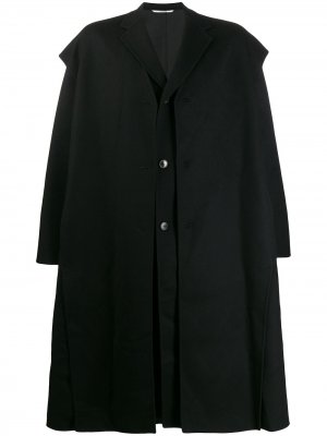 Многослойное длинное пальто Valentino. Цвет: черный