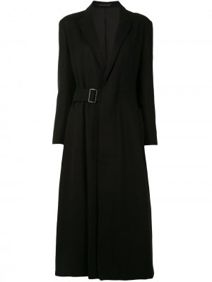 Однобортное расклешенное пальто Yohji Yamamoto. Цвет: черный
