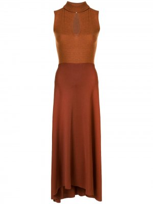 Платье миди с высоким воротником Victoria Beckham. Цвет: коричневый
