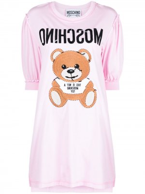 Платье-футболка с вышивкой Teddy Moschino. Цвет: розовый