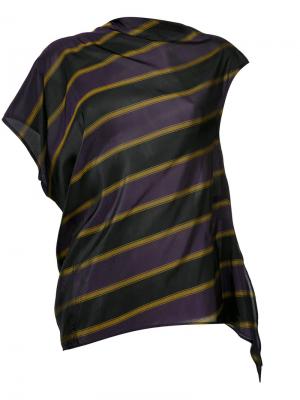 Асимметричная блузка в полоску 08Sircus. Цвет: фиолетовый