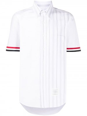Рубашка с короткими рукавами и полосками Thom Browne. Цвет: белый