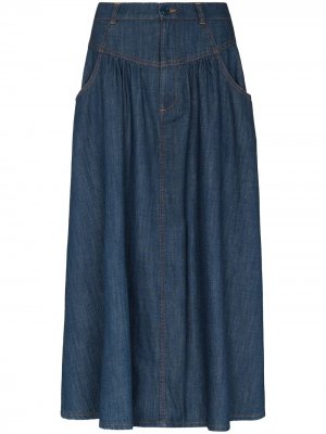 Джинсовая юбка миди со сборками See by Chloé. Цвет: синий