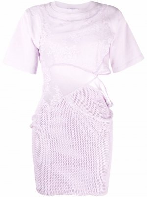 Платье-футболка асимметричного кроя со вставками Kenzo. Цвет: фиолетовый