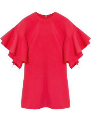 Платье-трапеция с оборками на рукавах Carolina Herrera. Цвет: розовый