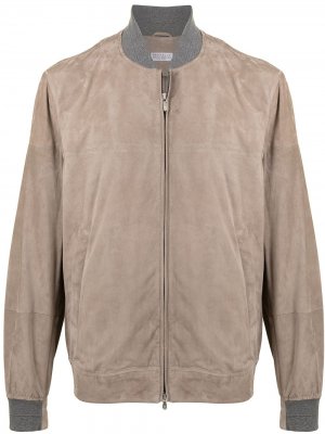 Куртка-бомбер на молнии Brunello Cucinelli. Цвет: коричневый
