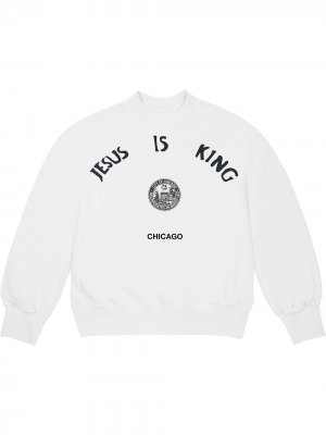 Толстовка Jesus Is King Chicago Seal Kanye West. Цвет: белый