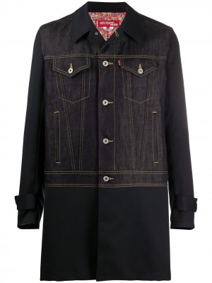 Пальто с джинсовой вставкой Junya Watanabe MAN. Цвет: синий