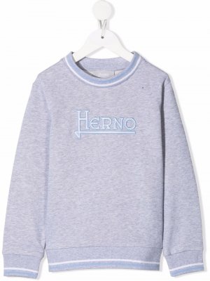 Толстовка с вышитым логотипом Herno Kids. Цвет: серый