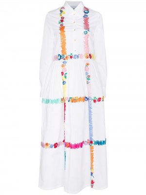Платье миди Mira с вышивкой Mikati. Цвет: белый
